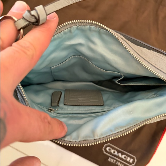 Coach Light Gray Leather Shoulder Bag - Picture 3 of 3